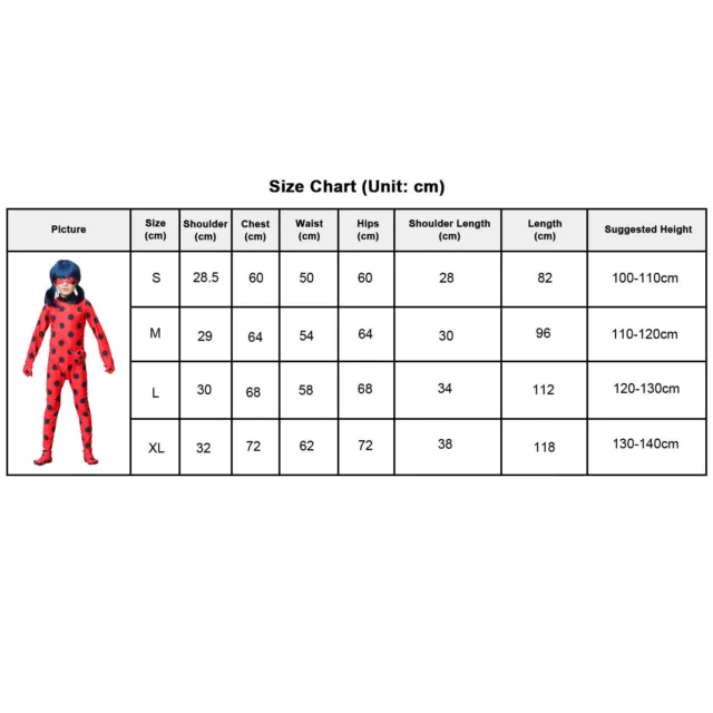 Miraculous Ladybug Cosplay Costume Kids Bodysuit Halloween Party Jumpsuit Wig 2