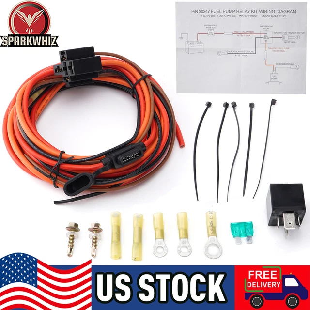 ELECTRIC FUEL PUMP Relay Kit Fuel Pump Wiring Harness Kit Fit 12V P/ N