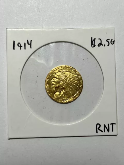 1914 Indian Head Gold $2.50 Quarter Eagle AU Details