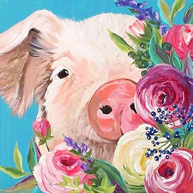 Pintura al óleo de cerdo en flor por números hágalo usted mismo pintura acrílica sobre lienzo (B1316)