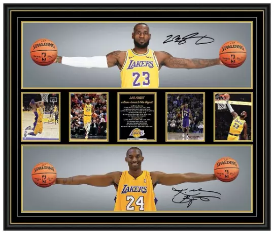 Lebron James & Kobe Bryant Wings LA Lakers NBA Signed L E Oversize Frame