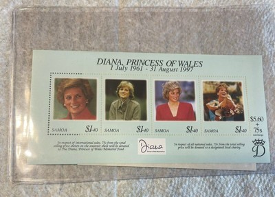Samoa  Diana Princess Of Wales Commemorative Stamp Set W/Coa