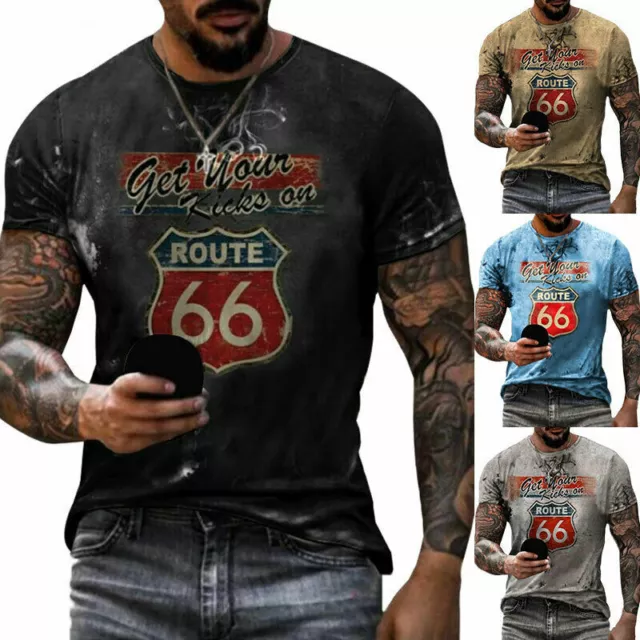 MENS PRINTED SLIM Fit T-Shirt Muscle Top Gym Casual Crew Neck