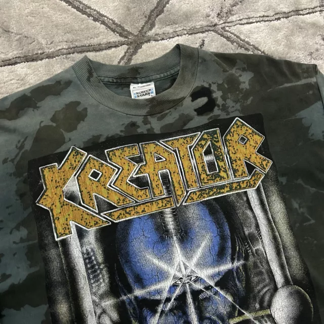 Vintage 90s KREATOR Single Stitch All Over Print Band Tour T Shirt - XL Metal 3