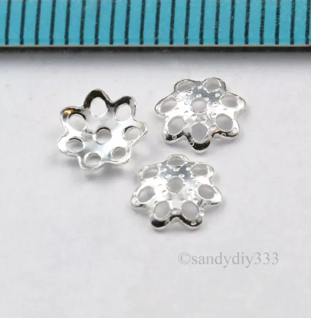 20x BRIGHT STERLING SILVER FLOWER BEAD CAP SPACER 6mm #246