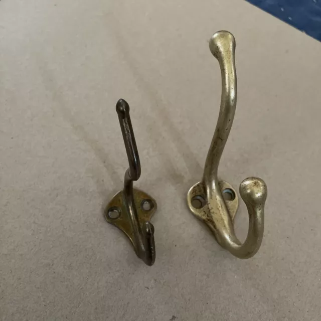 Antique Brass Wall Hooks Double Back Plate “2” Total