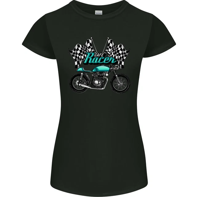 Cafe Racer Biker Moto Donna Minuta Taglio Maglietta