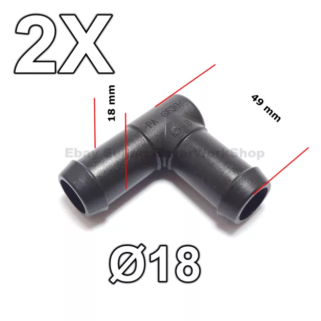 2X 18 mm L-Type 90 degree Elbow Hose Pipe Tube Connector for Air Fuel Water