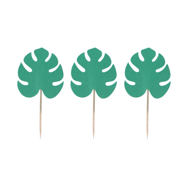 20 pz cappelli con topper per torta a foglie Monstera forniture per feste tropicali