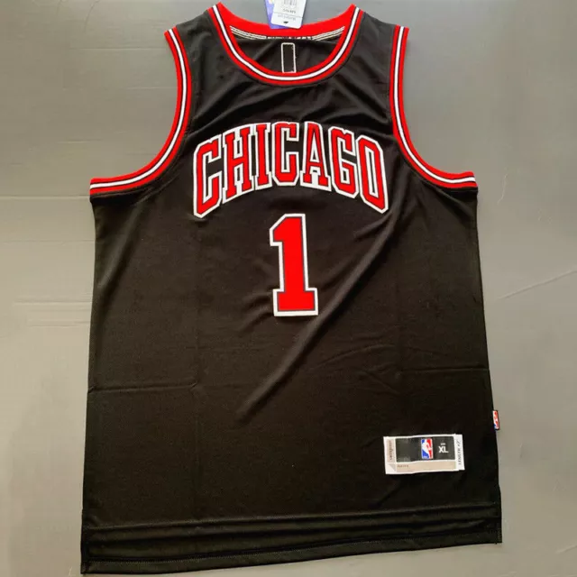 Camiseta baloncesto Derrick Rose #1 Chicago Bulls Stitched Rojo/Blanco/Negro