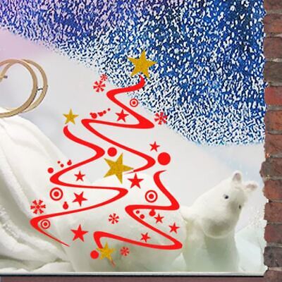 Calcomanías pegatinas para decoración de arte de pared ventana de tienda de árbol de Navidad