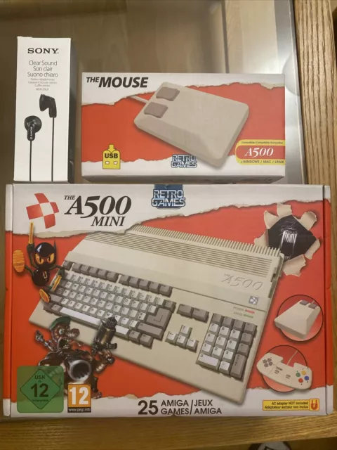 Retro Games The A500 Mini Spielkonsole Plus The Mouse und Kopfhörer