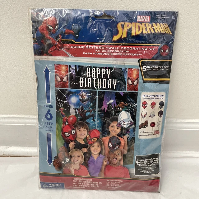Spider-Man Birthday Kit With 6 Foot Wall Setter And 12 Photo Props