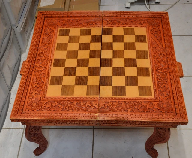 Table De Jeux Baroque échecs – Bois Massif – 4 Tiroirs – Palazzo INT
