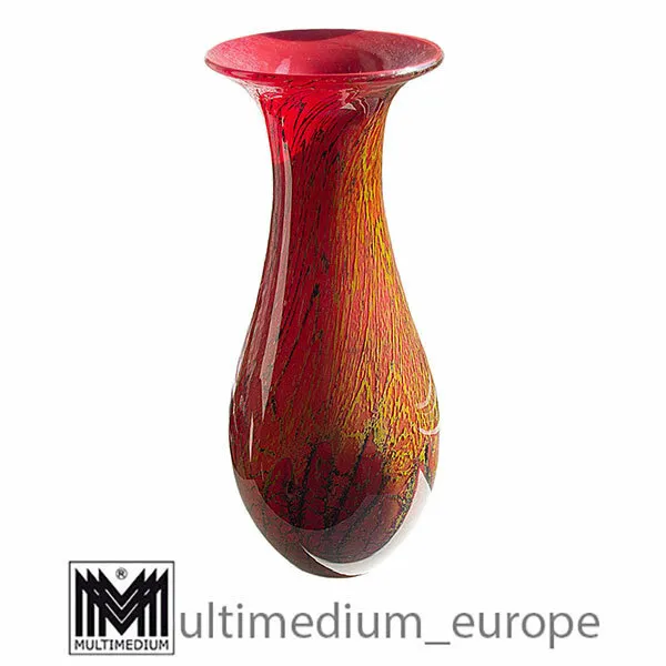 große Art Deco WMF Ikora Glas Vase rot 30er Jahre marmoriert H 43,8 cm Bodenvase