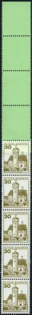 Bund Burgen und Schlösser Alte Flouresz. 30 Pf Rollenende  grün dextrin MiNr 914