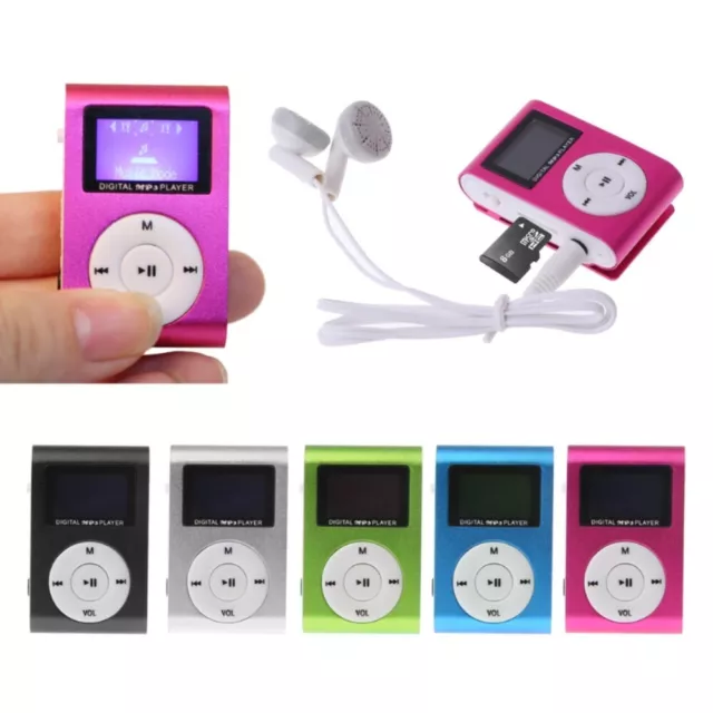 USB Digital Support 32GB Micro SD Music Media Metal Clip LCD Screen MP3 Player