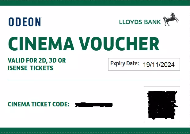Odeon Tickets. SAVE £££s!! incl 3D + iSense.V. long Exp.19/11/24. Rapid Dispatch