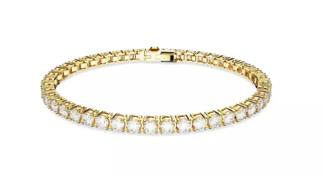 Swarovski - Matrix Tennis bracelet - Round cut,White, Gold-tone plated - Size: S