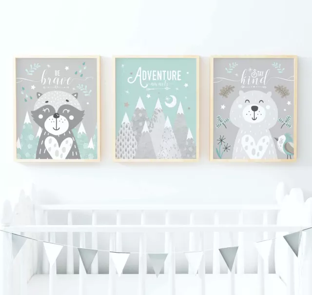 Mint & Grey Nursery, Mint & Grey Nursery Prints Art, Mint Grey Nursery Wall Art