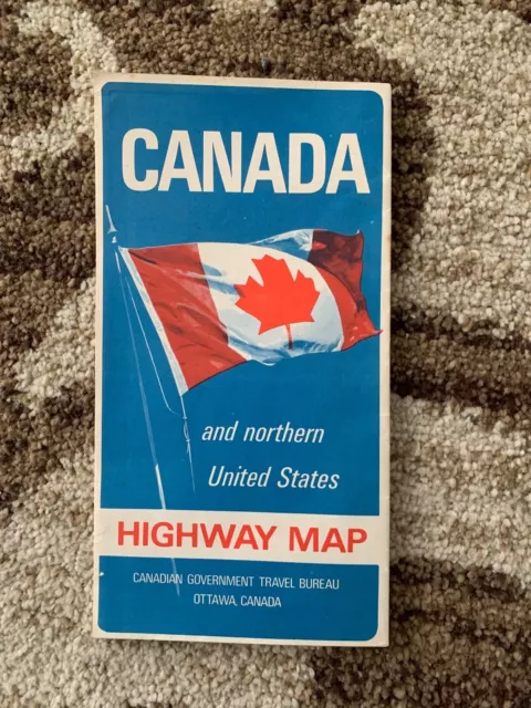 Canada Northern US Highway Road Travel Map Vintage Travel 1966