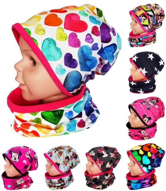 Girls Kids Hat Tube Scarf Spring Autumn Cotton Double Layer 2 pcs Set 1-4-8 Year