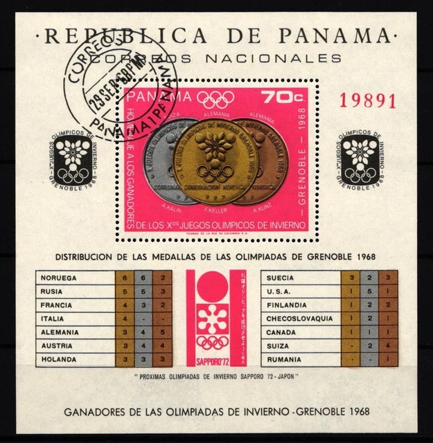 Panama Block 92 gestempelt Olympiade Grenoble #HR753
