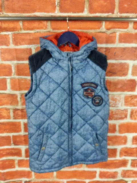 Boys Coat Age 11-12 Years M&Co Blue Padded Gilet Vest Bodywarm Jacket Hood 152Cm