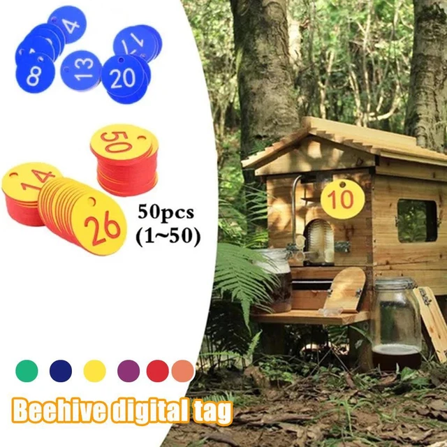 Round Numbered Label Farm Beehive Tag Beekeeping Box Livestock` Sequential P5U6