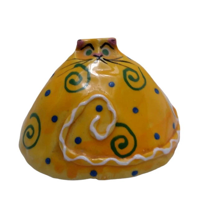 Folk Art Cat Clay Art Artist Signed Figurine