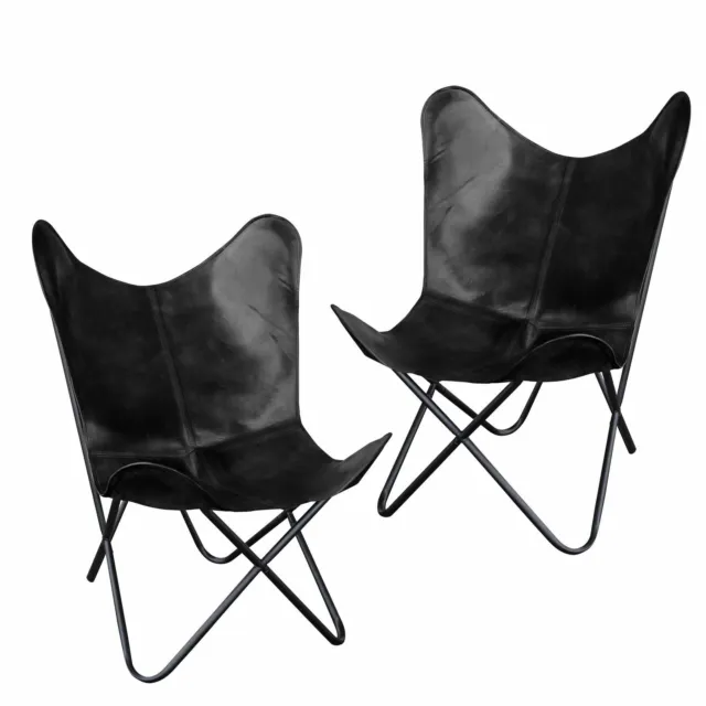 2PCS Maison Décoration Vivant Pièce Noir Classique Cuir Fait à la Main Papillon