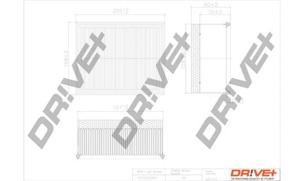 Dr!ve+ Filtre à air DP1110.10.0407 pour CITROËN pour XSARA PICASSO (N68) 206mm