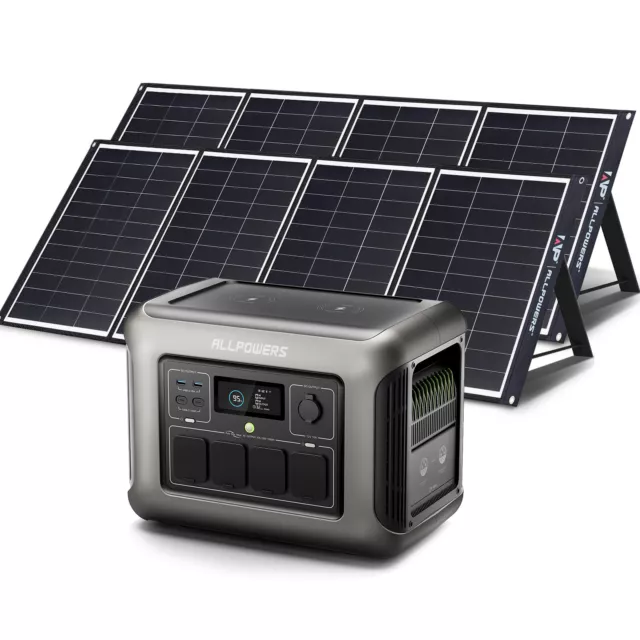 ALLPOWERS R1500 Portable Power Station 1152Wh With 2*200W Solar Panels Camping