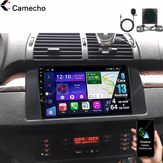 Für BMW 5er E39 X5 E53 4G+64G Android 13 Autoradio Carplay GPS Navi RDS + Kamera