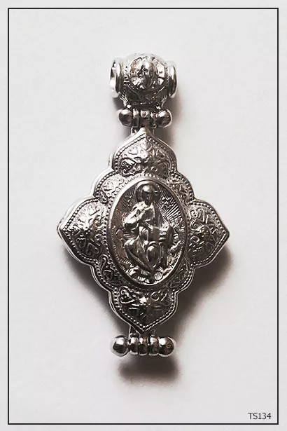 925 Silver Gp Orthodox Crucifix Cross  Medallion Pendant Locket (Ts134)