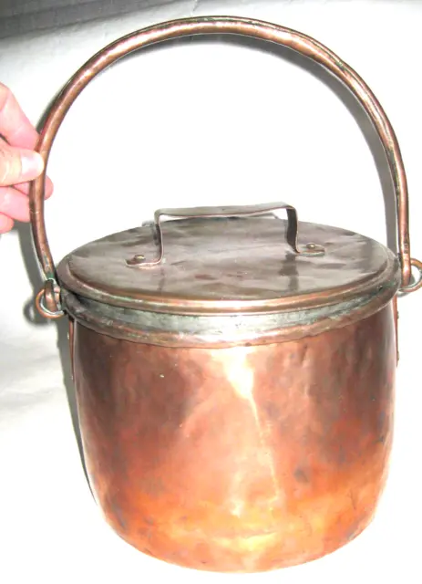 ANCIEN POT EN CUIVRE AVEC COUVERCLE OLD COPPER JAR Pote de cobre Topf in Kupfer
