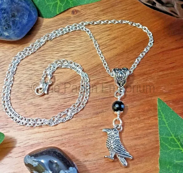 Raven Necklace, Crow Necklace Morrigan Morrighan for  Pagan Wiccan Witch Druid