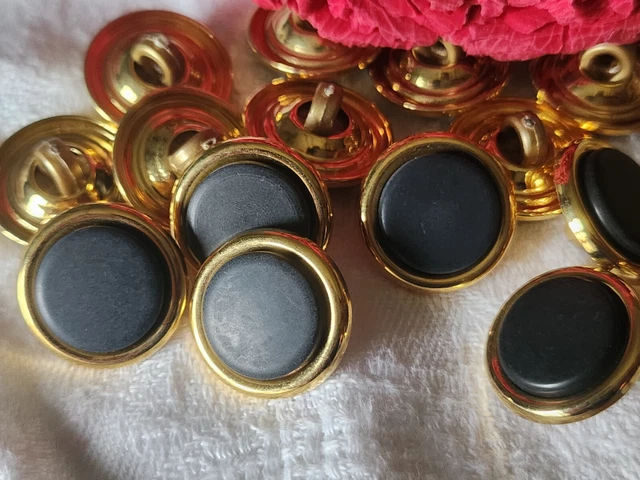 Lot De 6 Boutons Vintage Bleu Décaissé - Effet Tissé, Pied 2.2 Cm, Réf 1272