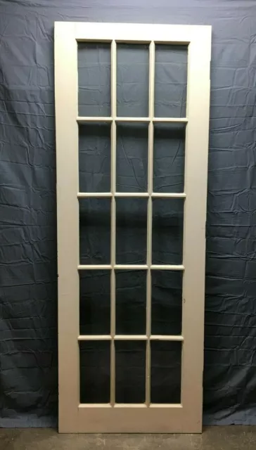 Antique Single 15 Lite Shabby 31x84 Large Glass French Door VTG Old Chic 107-22B