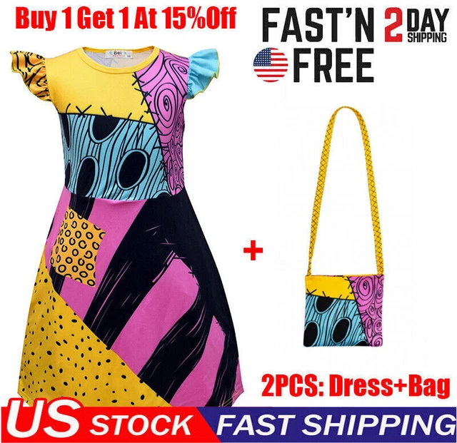 Kids The Nightmare Before Christmas Sally Halloween Cosplay Costume Girls Dress