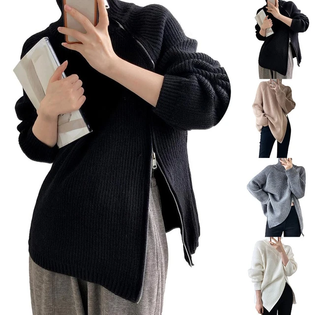 Pull décontracté et chaud manches longues couleur unie pour la saison automne/
