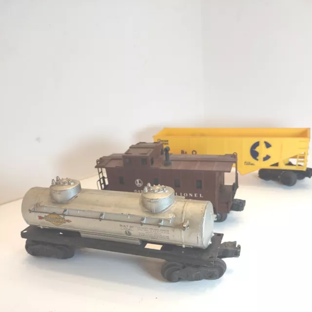 Lionel Caboose B & O Hopper Sunoco 2 Dome Chemical Tanker Train Cars O Scale
