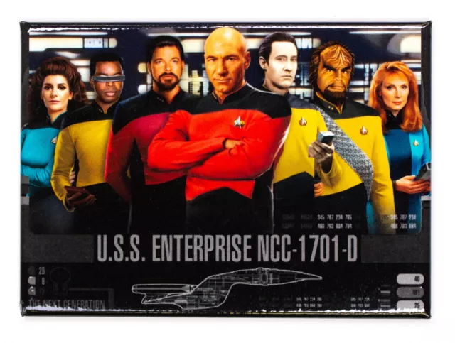 Star Trek The Next Generation Cast Photo FRIDGE MAGNET Jean-Luc Picard Data Warf