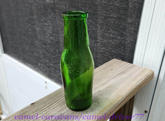 Antique SEVILLE PACKING CO NEW YORK Green Embossed Ribbed OLIVE Jar BOTTLE 7.25"