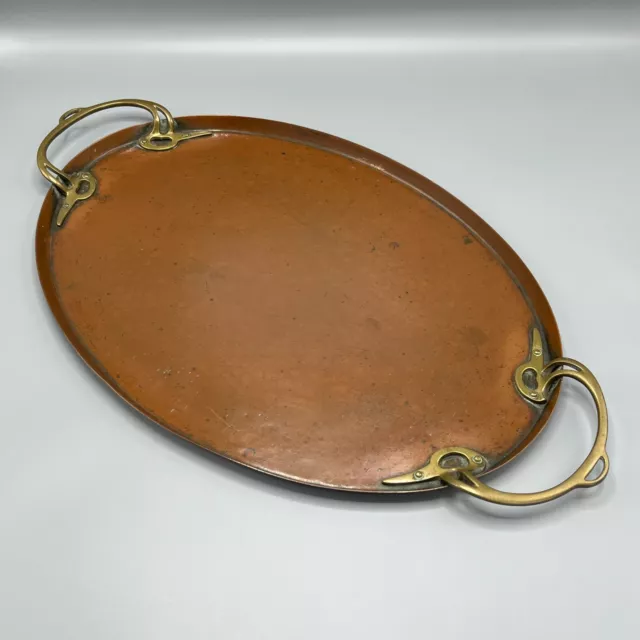 WMF Antique Copper Serving Tray Jugendstil Art Nouveau Brass Handles LARGE c1900 2