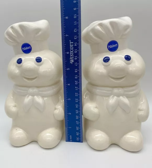 2 Pillsbury Dough Boy Ceramic Banks Cute Pair Vintage 1988