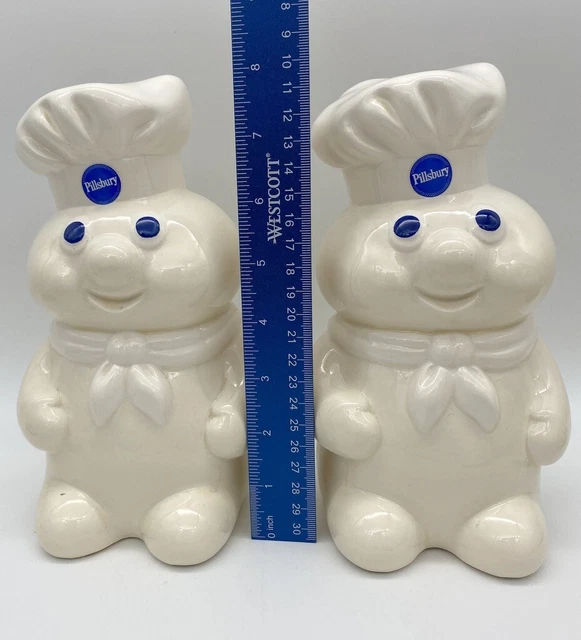 2 Pillsbury Dough Boy Ceramic Banks Cute Pair Vintage 1988