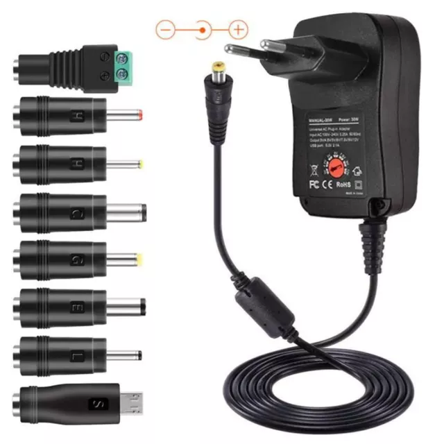 Adaptateur secteur universel 30W chargeur multi-tension 3V /4.5 /5V/6V/7.5V/9V/1