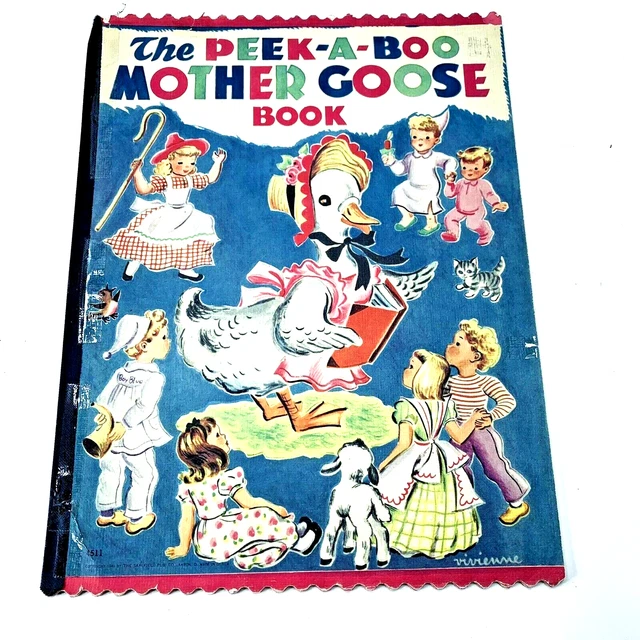 MOTHER GOOSE PEEKABOO Book Saalfield Nursery Rhymes Vivienne Blake 1949