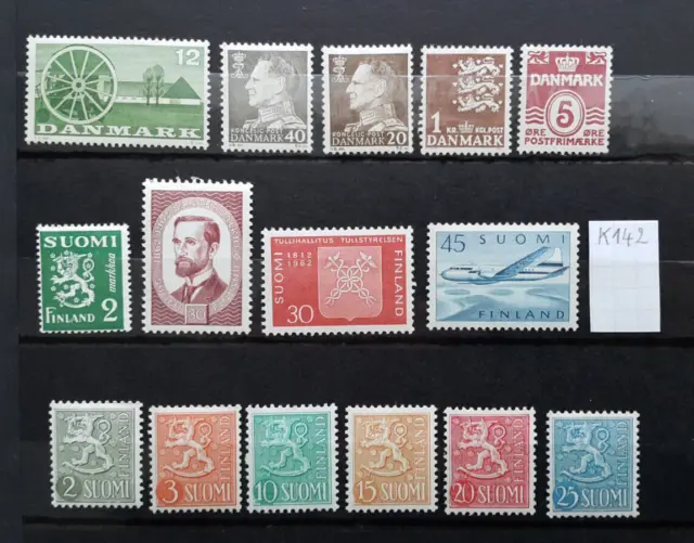 K142 Danemark et Finlande lot de 15 timbres neufs** années 1950/1960 Voir photo
